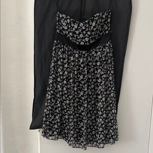 White House Black Market Black and White Floral Strapless Dress